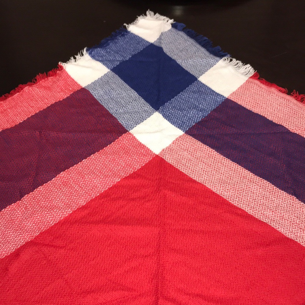 Plaid Triangle Scarf - Perfect for 4th of July - Picture 2 of 4